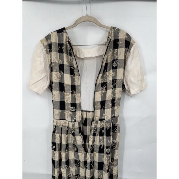 Vintage‎ Allison Che Midi Dress Women 12 Tan Black Pilgrim Peasant Farm House - Picture 11 of 12